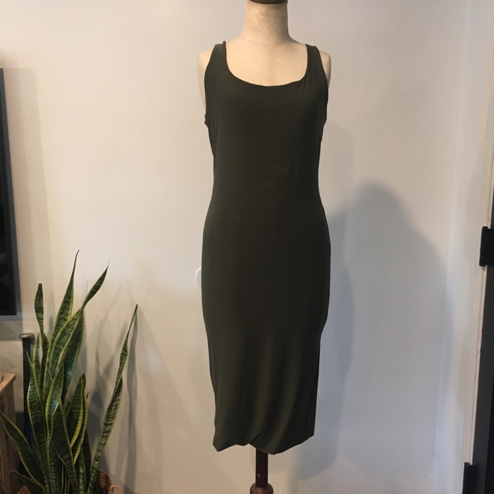 Olive bodycon midi dress